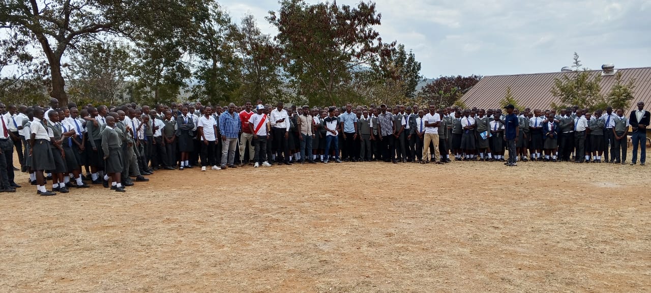 School assembly with students